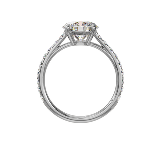 Bague Classique sertie ronde, diamant de synthèse de 2 carats, or blanc 18 carats recyclé, vue de face