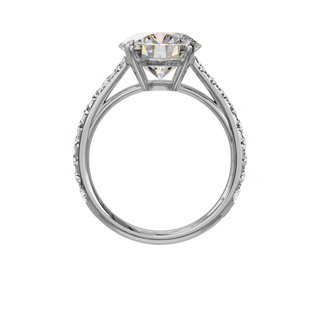 Bague Classique sertie ronde, diamant de synthèse de 3 carats, or blanc 18 carats recyclé, vue de face