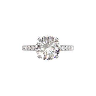 Bague Classique sertie ronde, diamant de synthèse de 3 carats, or blanc 18 carats recyclé, vue de dessus