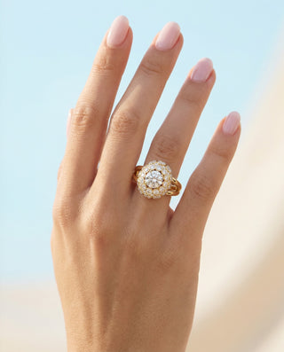 Worn image of Éclora PM Ring, ring entirely paved with diamonds