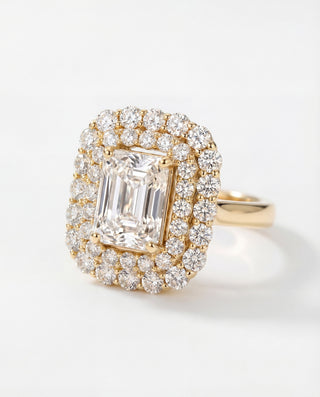 Bespoke Halo Halo Ring, double diamond halo
