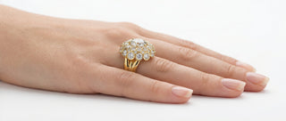 Worn image of Éclora GM ring entirely paved with diamonds