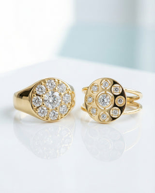 Daisy and Daisy Light Collection, signet jewellery in diamonds and 18-carat recycled gold