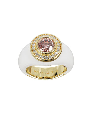White Avalanche Chameleon ring in 18-carat yellow gold with lab-grown diamonds, front view from above