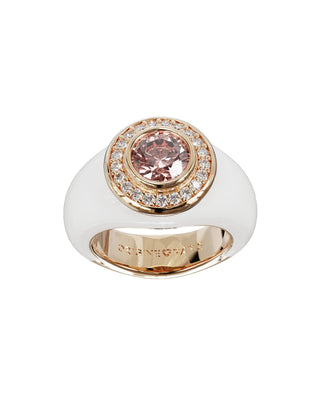 Bague Avalanche Blanche Caméléon en or rose 18 carats et diamants de synthèse, vue de face en plongée