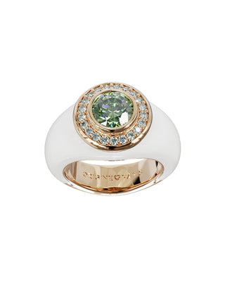 Bague Avalanche Blanche Caméléon en or rose 18 carats et diamants de synthèse, vue de face en plongée
