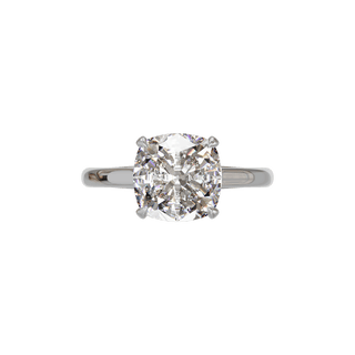 Bague Classique coussin, diamant de synthèse de 4 carats, or blanc 18 carats recyclé, vue de dessus