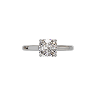 Bague Classique coussin, diamant de synthèse de 2 carats, or blanc 18 carats recyclé, vue de dessus