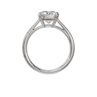 Bague Classique coussin, diamant de synthèse de 3 carats, or blanc 18 carats recyclé, vue de face