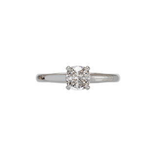 Bague Classique coussin, diamant de synthèse de 1 carat, or blanc 18 carats recyclé, vue de dessus