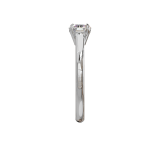Bague Classique émeraude est-ouest, diamant de synthèse de 1 carat, or blanc 18 carats recyclé, vue de profil