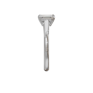 Bague Classique émeraude, diamant de synthèse de 1 carat, or blanc 18 carats recyclé, vue de profil