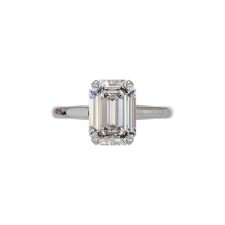 Bague Classique émeraude, diamant de synthèse de 4 carats, or blanc 18 carats recyclé, vue de dessus