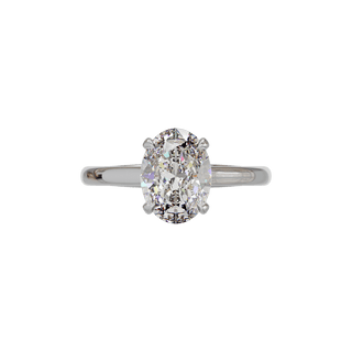 Bague Classique ovale, diamant de synthèse de 2 carats, or blanc 18 carats recyclé, vue de dessus