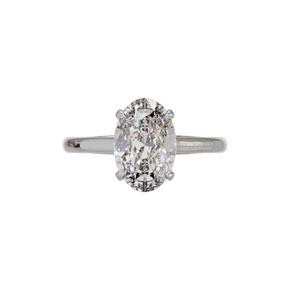 Bague Classique ovale, diamant de synthèse de 3 carats, or blanc 18 carats recyclé, vue de dessus