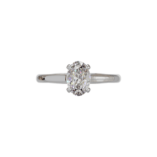 Bague Classique ovale, diamant de synthèse de 1 carat, or blanc 18 carats recyclé, vue de dessus