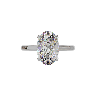 Bague Classique ovale, diamant de synthèse de 4 carats, or blanc 18 carats recyclé, vue de dessus