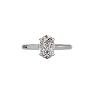 Bague Classique ovale, diamant de synthèse de 1,5 carat, or blanc 18 carats recyclé, vue de dessus