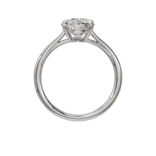 Bague Classique ovale, diamant de synthèse de 3 carats, or blanc 18 carats recyclé, vue de face