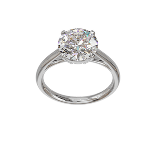 Round Classique ring, 3-carat lab-grown diamond, recycled 18-carat white gold, front view from above