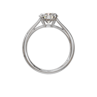 Bague Classique ronde, diamant de synthèse de 1,5 carat, or blanc 18 carats recyclé, vue de face
