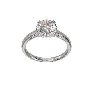 Round Classique ring, 2-carat lab-grown diamond, recycled 18-carat white gold, front view from above