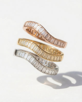 Cadence Ring in 18-carat recycled yellow, white and rose gold with lab-grown baguette diamonds