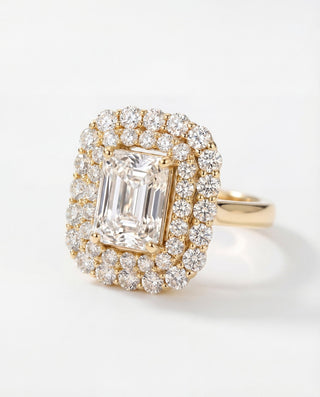 Bague sur mesure Halo Halo, double halo de diamants