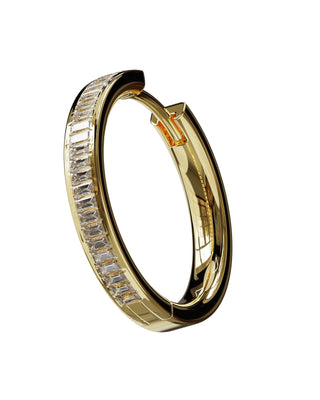 Les Créoles Essentiels Diamants Baguette, 20mm, Or Jaune - Origine Paris
