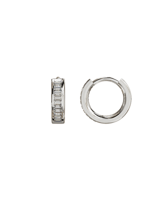 Les Créoles Essentiels Diamants Baguette, 8mm, Or Blanc - Origine Paris