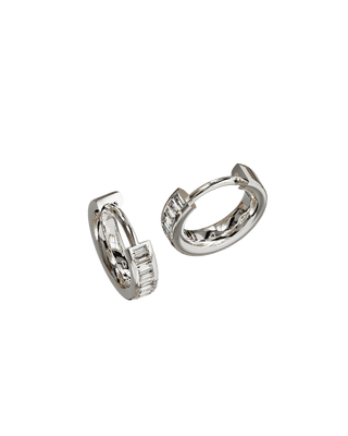 Les Créoles Essentiels Diamants Baguette, 8mm, Or Blanc - Origine Paris