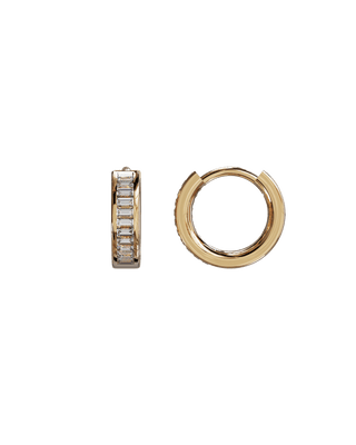 Les Créoles Essentiels Diamants Baguette, 8mm, Or Rose - Origine Paris