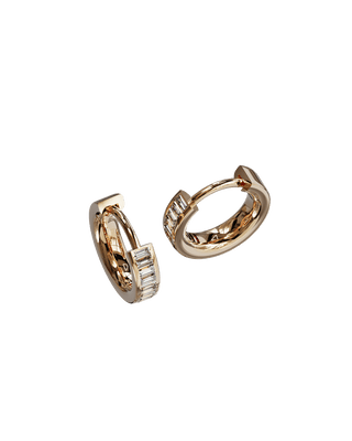 Les Créoles Essentiels Diamants Baguette, 8mm, Or Rose - Origine Paris