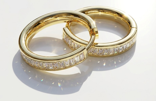Créoles Essentiels diamant baguette de laboratoire et or recyclé